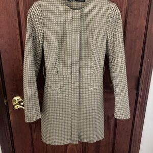 NWOT Zara Beige & Black Houndstooth Trench Coat